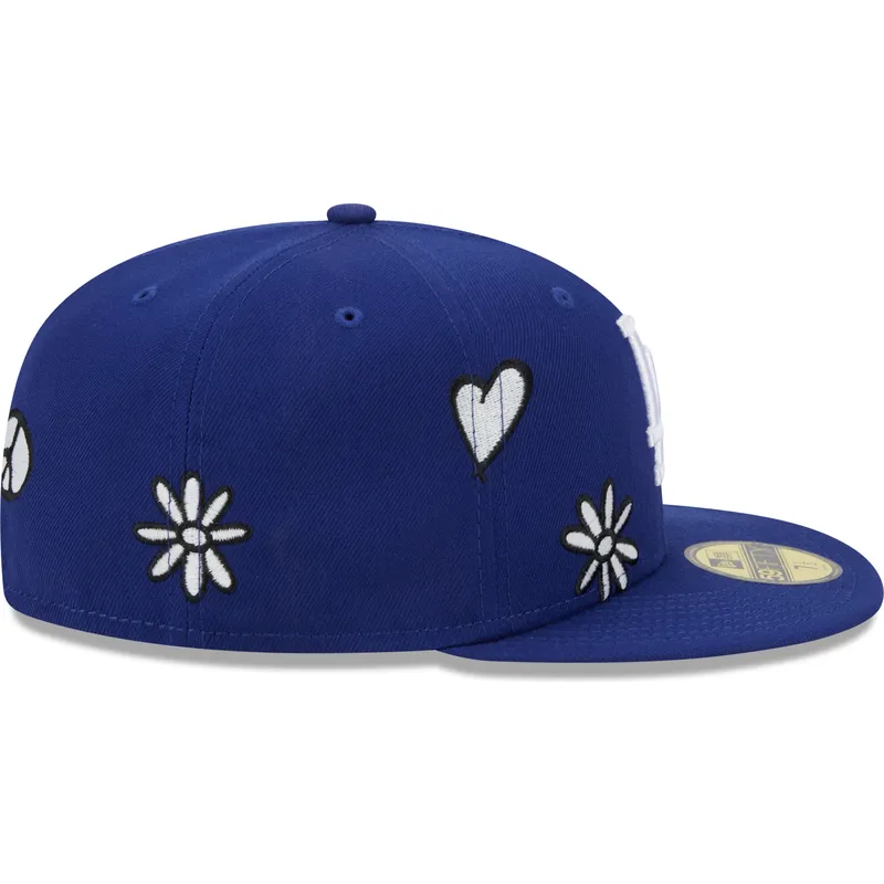 blaue-flache-fitted-kappe-59fifty-sunlight-pop-der-los-angeles-dodgers-mlb-von-new-era