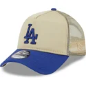 beige-blaue-9forty-a-frame-all-day-trucker-cap-der-los-angeles-dodgers-mlb-von-new-era