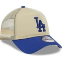 beige-blaue-9forty-a-frame-all-day-trucker-cap-der-los-angeles-dodgers-mlb-von-new-era