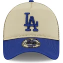 beige-blaue-9forty-a-frame-all-day-trucker-cap-der-los-angeles-dodgers-mlb-von-new-era