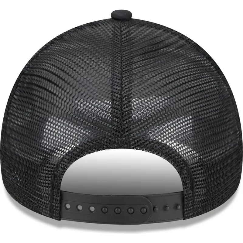 schwarze-trucker-kappe-mit-schwarzem-logo-9forty-a-frame-all-day-trucker-der-new-york-yankees-mlb-von-new-era