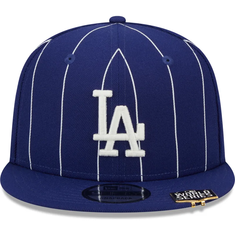 flad-bla-snapback-kasket-9fifty-pinstripe-visor-clip-fra-los-angeles-dodgers-mlb-fra-new-era