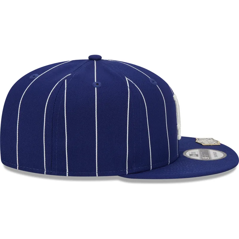 flad-bla-snapback-kasket-9fifty-pinstripe-visor-clip-fra-los-angeles-dodgers-mlb-fra-new-era