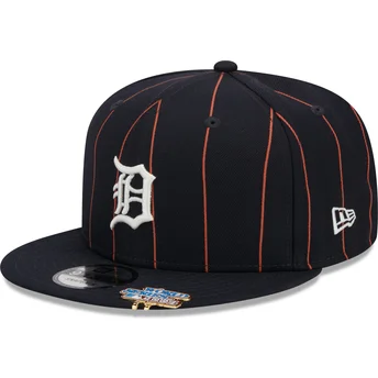 Marineblaue flache Snapback-Kappe 9FIFTY Pinstripe Visor Clip der Detroit Tigers MLB von New Era