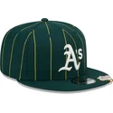 shapka-ploska-zelena-snapbek-9fifty-pinstripe-visor-clip-na-oakland-athletics-mlb-ot-new-era