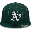 shapka-ploska-zelena-snapbek-9fifty-pinstripe-visor-clip-na-oakland-athletics-mlb-ot-new-era