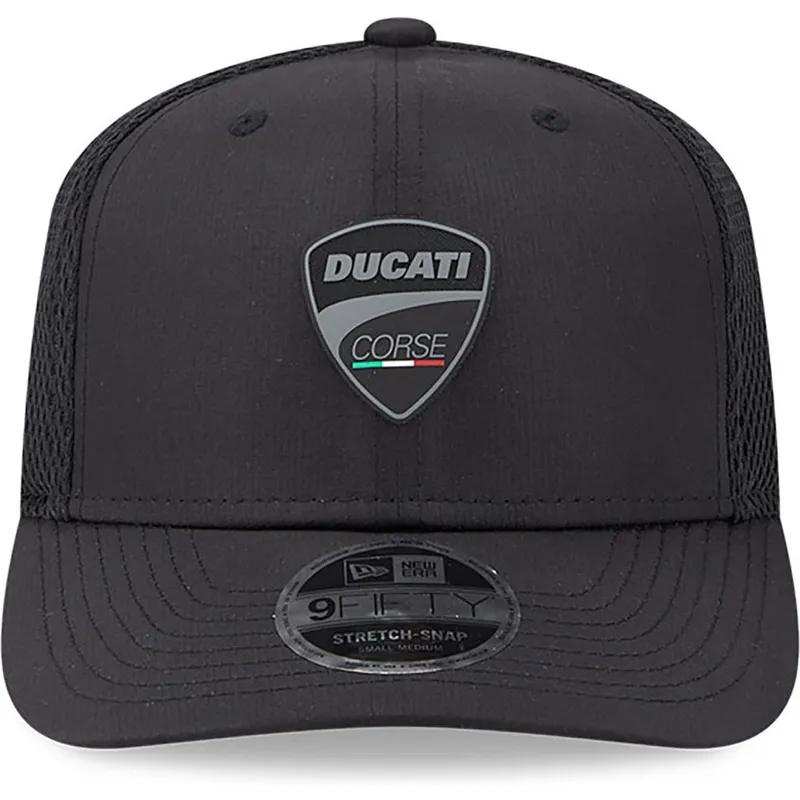 shapka-izvita-traker-cherna-snapbek-9fifty-stretch-snap-ripstop-na-ducati-motor-motogp-ot-new-era