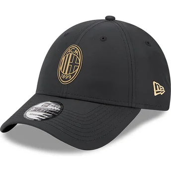 New Era Извита Козирка Златно Лого 9FORTY AC Milan Serie A Черна Регулируема Шапка