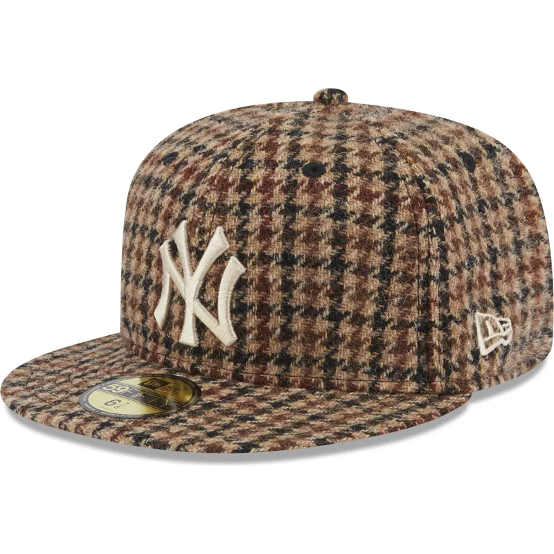 shapka-ploska-kafyav-reguliruema-59fifty-harris-tweed-na-new-york-yankees-mlb-ot-new-era