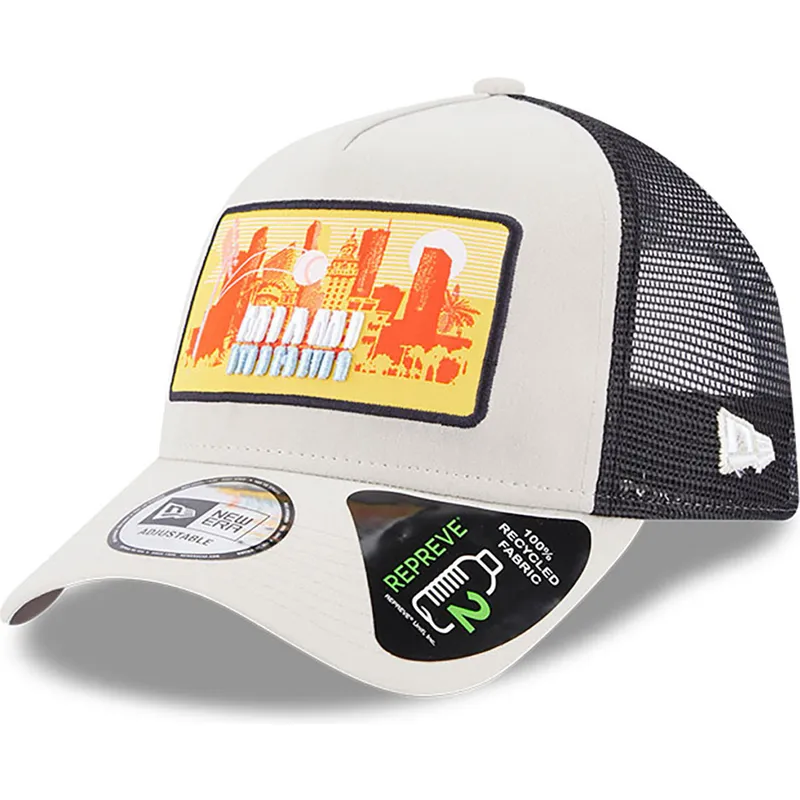 shapka-izvita-traker-bezhov-snapbek-a-frame-repreve-license-plate-na-miami-ot-new-era