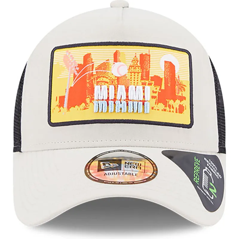 shapka-izvita-traker-bezhov-snapbek-a-frame-repreve-license-plate-na-miami-ot-new-era