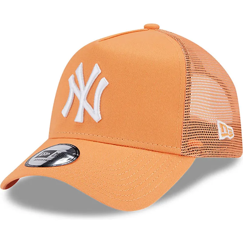 shapka-izvita-traker-oranzhev-snapbek-a-frame-league-essential-na-new-york-yankees-mlb-ot-new-era