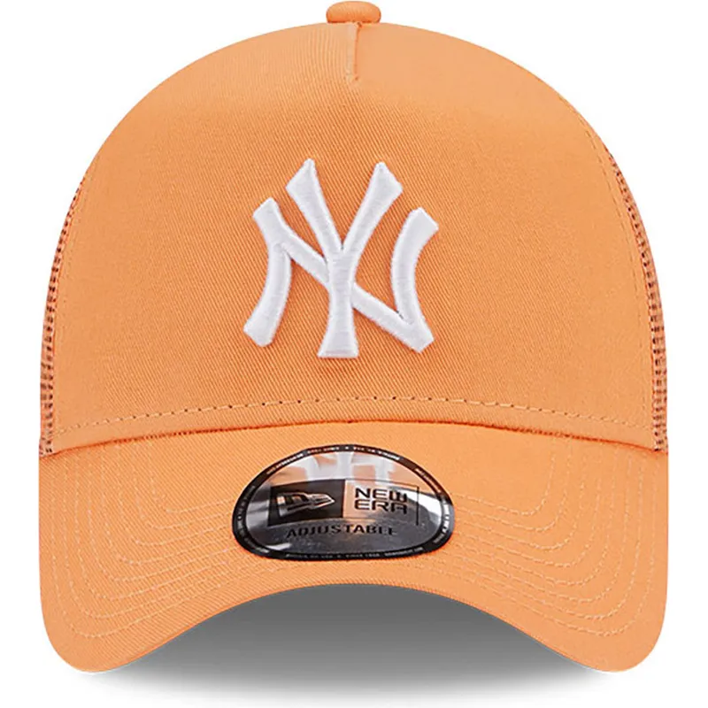 shapka-izvita-traker-oranzhev-snapbek-a-frame-league-essential-na-new-york-yankees-mlb-ot-new-era