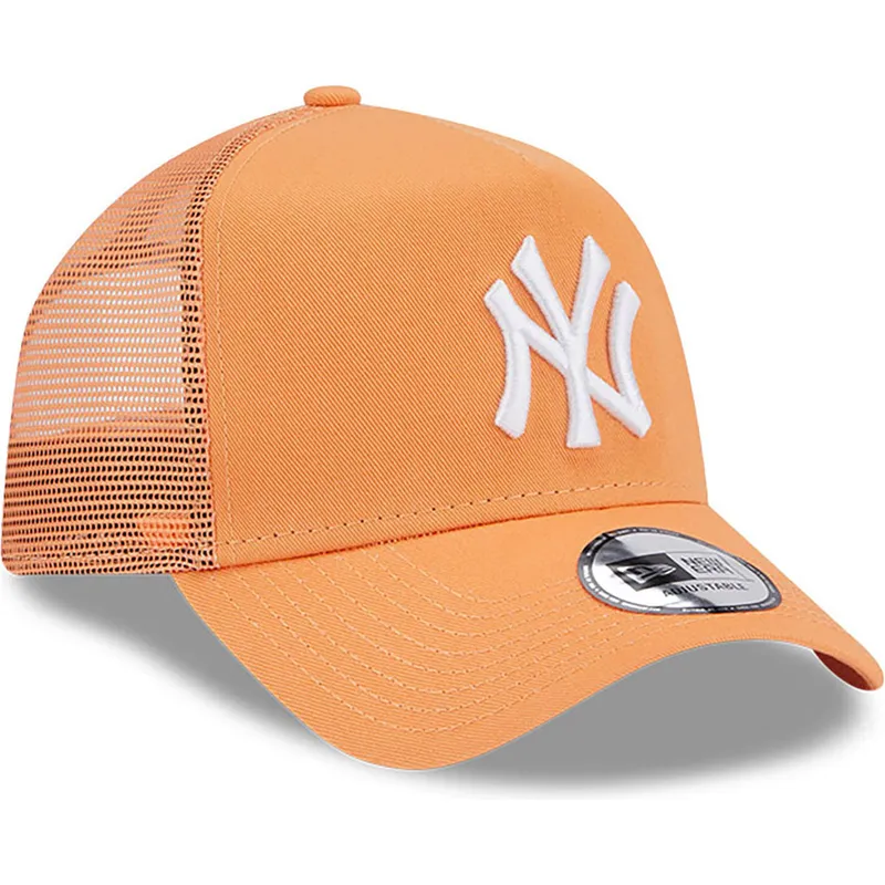 shapka-izvita-traker-oranzhev-snapbek-a-frame-league-essential-na-new-york-yankees-mlb-ot-new-era