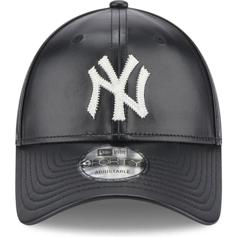 shapka-izvita-cherna-reguliruem-9forty-leather-na-new-york-yankees-mlb-ot-new-era