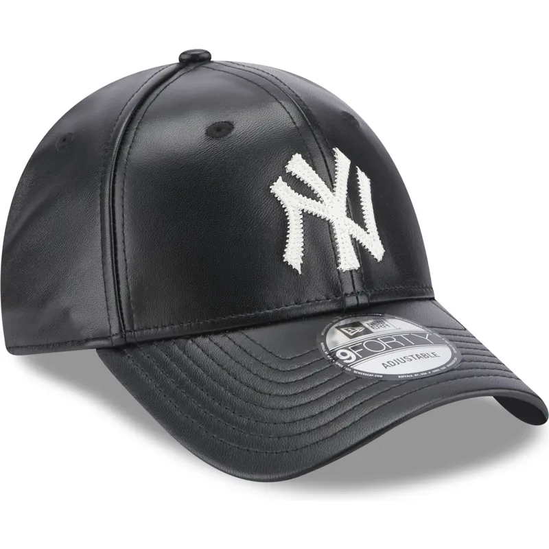 shapka-izvita-cherna-reguliruem-9forty-leather-na-new-york-yankees-mlb-ot-new-era