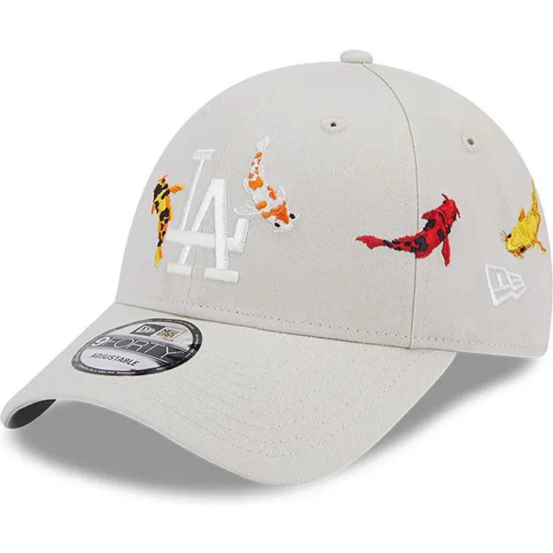 shapka-izvita-bezhov-reguliruem-9forty-koi-fish-na-los-angeles-dodgers-mlb-ot-new-era