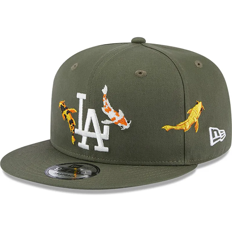 shapka-ploska-zelena-snapbek-9fifty-koi-fish-na-los-angeles-dodgers-mlb-ot-new-era