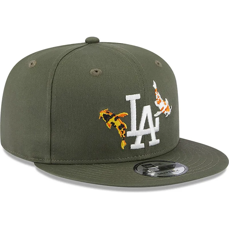 shapka-ploska-zelena-snapbek-9fifty-koi-fish-na-los-angeles-dodgers-mlb-ot-new-era