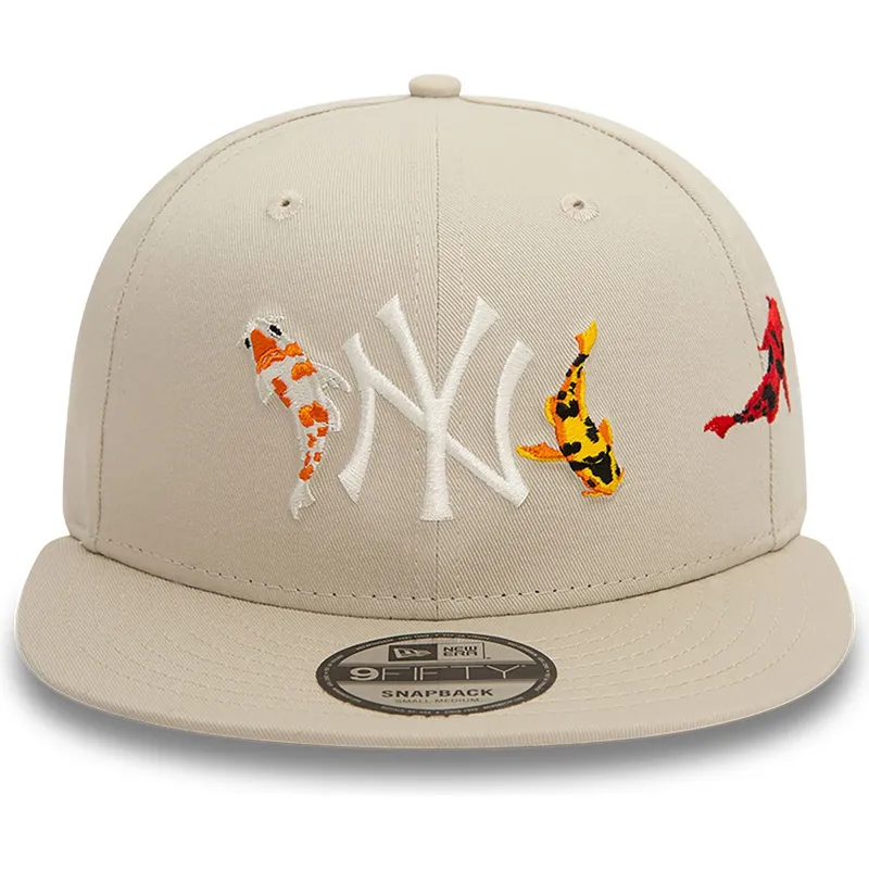 gorra-plana-beige-snapback-9fifty-koi-fish-de-new-york-yankees-mlb-de-new-era