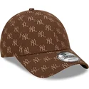 shapka-izvita-kafyav-reguliruem-9forty-monogram-na-new-york-yankees-mlb-ot-new-era