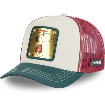 Casquette trucker blanche, rouge et verte Snoopy Joe Cool JOE2 Peanuts Capslab