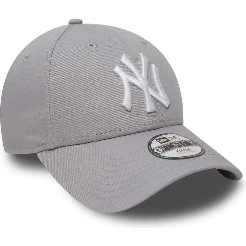 graue-gebogene-verstellbare-kappe-fur-kinder-9forty-essential-von-new-york-yankees-mlb-von-new-era