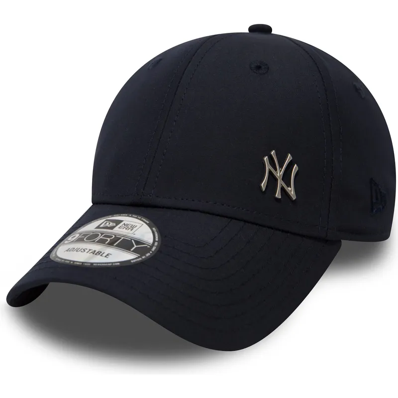 justerbar-marinebla-kurvet-kasket-9forty-flawless-logo-fra-new-york-yankees-mlb-fra-new-era