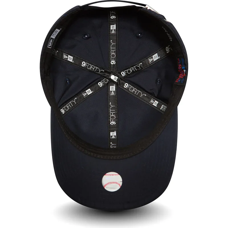justerbar-marinebla-kurvet-kasket-9forty-flawless-logo-fra-new-york-yankees-mlb-fra-new-era