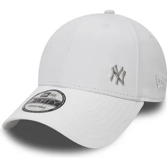 Бяла извита регулируема шапка 9FORTY Flawless Logo на New York Yankees MLB от New Era