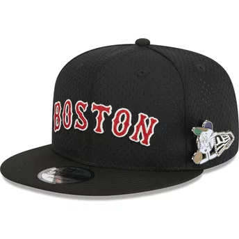 New Era Flat Brim 9FIFTY Post-Up Pin Boston Red Sox MLB Black Snapback Cap