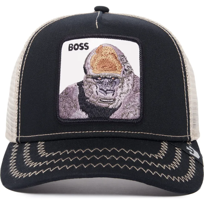 schwarz-weisse-trucker-cap-gorilla-the-boss-the-farm-von-goorin-bros