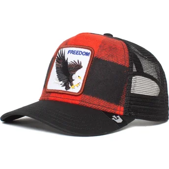 Rød og sort trucker-kasket med ørn Freedom Ski Free The...