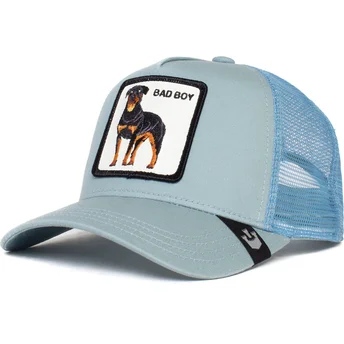 Goorin Bros. Bad Boy Truckin The Farm blå trucker kasket med rottweiler hund.