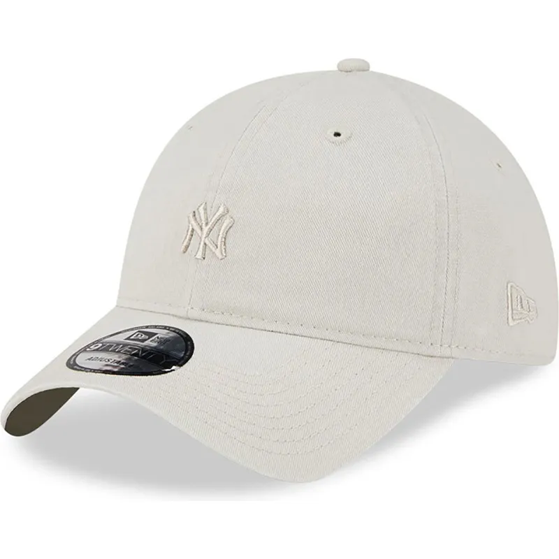 shapka-izvita-bezhov-reguliruema-lenta-con-logo-9twenty-mini-logo-na-new-york-yankees-mlb-ot-new-era