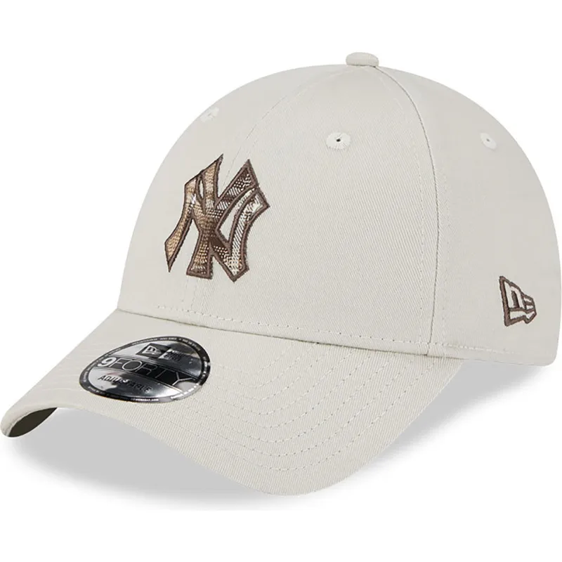 shapka-izvita-bezhov-reguliruem-9forty-check-infill-na-new-york-yankees-mlb-ot-new-era