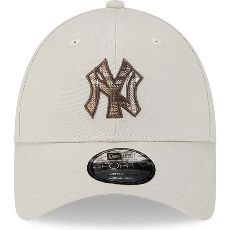 shapka-izvita-bezhov-reguliruem-9forty-check-infill-na-new-york-yankees-mlb-ot-new-era