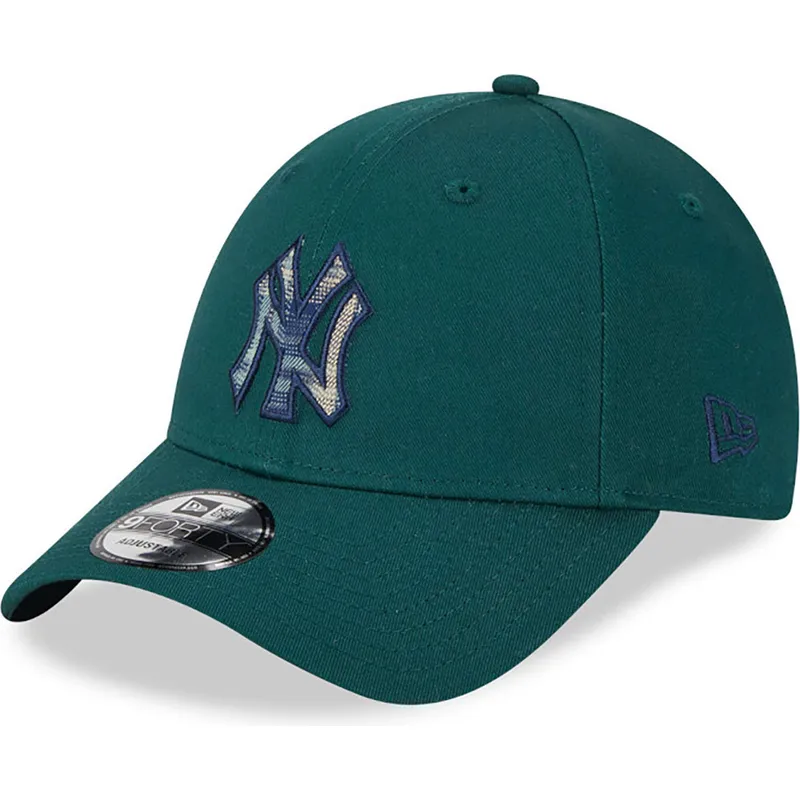 shapka-izvita-zelena-reguliruem-9forty-check-infill-na-new-york-yankees-mlb-ot-new-era