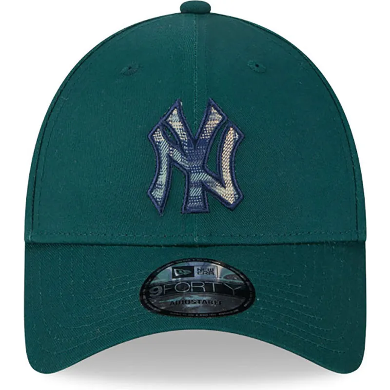 shapka-izvita-zelena-reguliruem-9forty-check-infill-na-new-york-yankees-mlb-ot-new-era