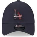 verstellbare-9forty-check-infill-kappe-mit-gebogenem-schirm-in-marineblau-der-los-angeles-dodgers-mlb-von-new-era