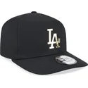 schwarze-snapback-kappe-mit-gebogenem-schirm-a-frame-foil-pack-von-los-angeles-dodgers-mlb-von-new-era