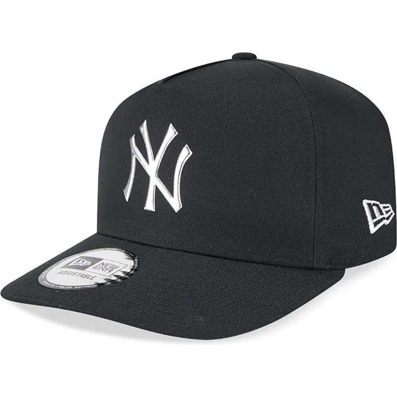 shapka-izvita-cherna-snapbek-a-frame-foil-pack-na-new-york-yankees-mlb-ot-new-era