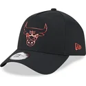 chicago-bulls-nba-new-era-a-frame-foil-pack-schwarze-snapback-kappe-mit-gebogenem-schirm