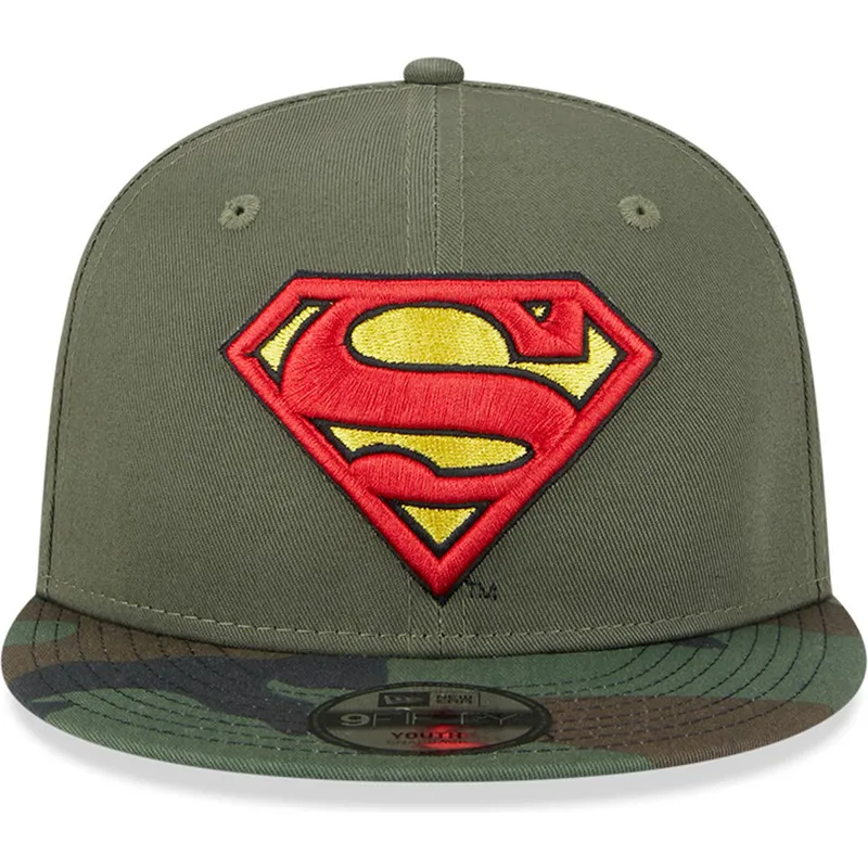 shapka-ploska-zelena-snapbek-za-deca-9fifty-na-superman-dc-comics-ot-new-era