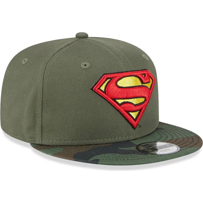 shapka-ploska-zelena-snapbek-za-deca-9fifty-na-superman-dc-comics-ot-new-era