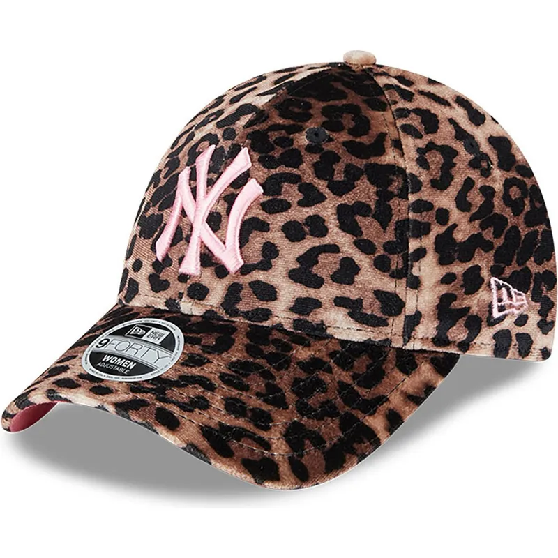 shapka-izvita-leopard-reguliruem-rosa-9forty-velour-na-new-york-yankees-mlb-ot-new-era