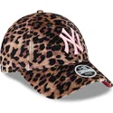 shapka-izvita-leopard-reguliruema-rosa-9forty-velour-na-new-york-yankees-mlb-ot-new-era