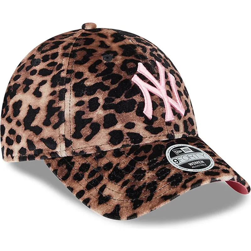 shapka-izvita-leopard-reguliruem-rosa-9forty-velour-na-new-york-yankees-mlb-ot-new-era