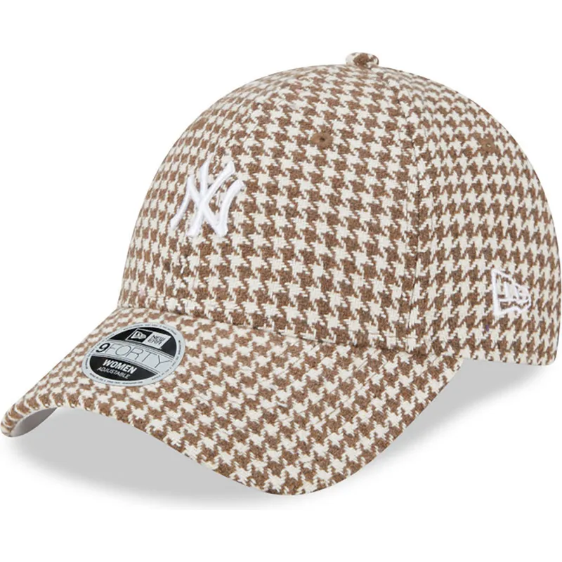 shapka-izvita-kafyav-reguliruem-9forty-houndstooth-na-new-york-yankees-mlb-ot-new-era