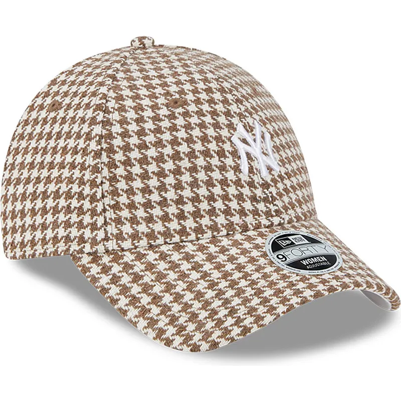 shapka-izvita-kafyav-reguliruem-9forty-houndstooth-na-new-york-yankees-mlb-ot-new-era